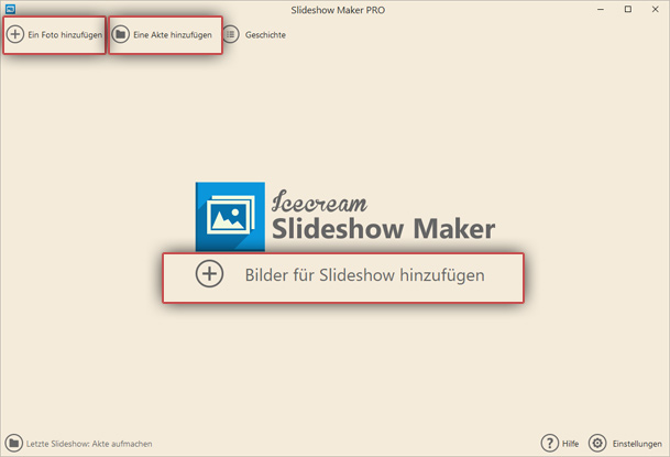 Dem Programm Bilder hinzuzufügen Dem Programm Bilder hinzuzufügen