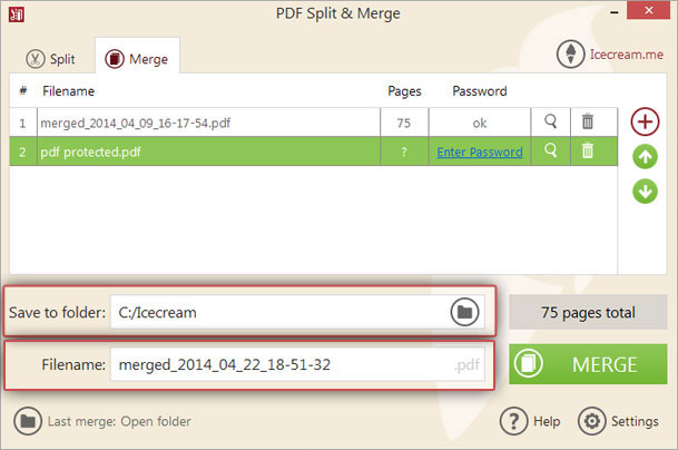 How to merge two PDFs - settings How to merge two PDFs - settings