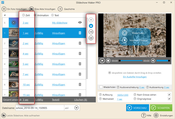 Windows 10 Diashow Software: die Bilderliste Windows 10 Diashow Software: die Bilderliste