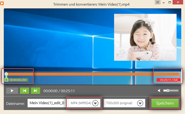 Schneiden Sie das aufgenommene Webcam-Video Schneiden Sie das aufgenommene Webcam-Video