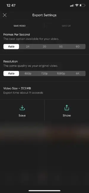 Picsart - Export